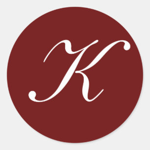 Initial monogram letter K, Classic Round Sticker