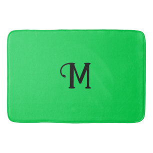 Initial Monogram Malachite Jewel Tone Solid Colour Bath Mat