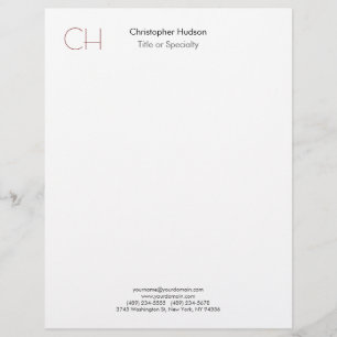 Initial Monogram Modern Minimalist Plain Simple Custom Letterhead