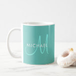 Initial Monogram Names Light Teal White Template Coffee Mug<br><div class="desc">Personalised Elegant Monogram Initial Trendy Template Light Teal White Coffee Mug.</div>