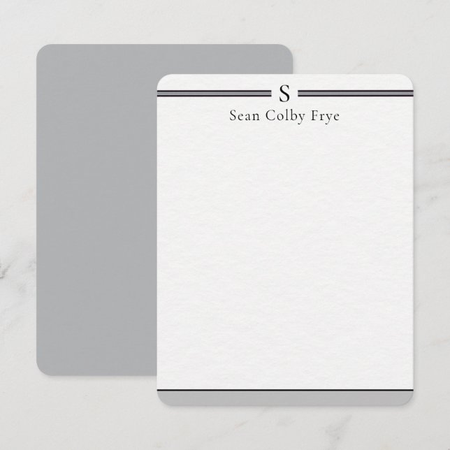 Initial Monogram Note Cards Custom Stationery (Front/Back)
