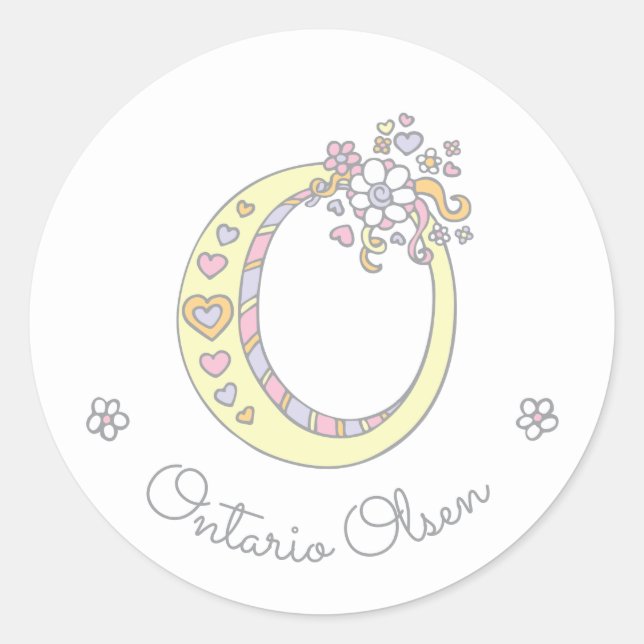 Initial monogram O custom name id name stickers (Front)