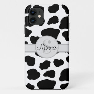 Initial Monogram Personalised Cow Print iPhone 11 Case