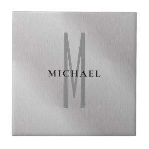 Initial monogram professional plain add your name ceramic tile