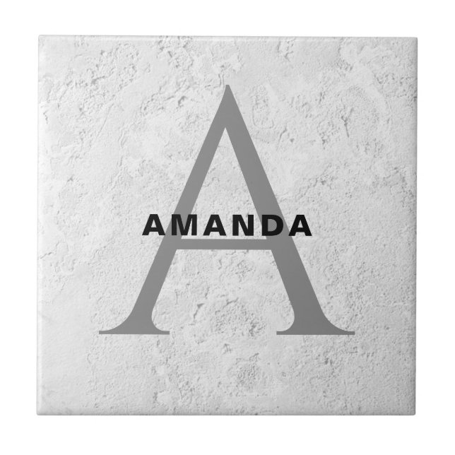 Initial monogram professional plain add your name ceramic tile (Front)