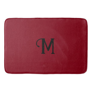 Initial Monogram Ruby Jewel Tone Solid Colour Bath Mat