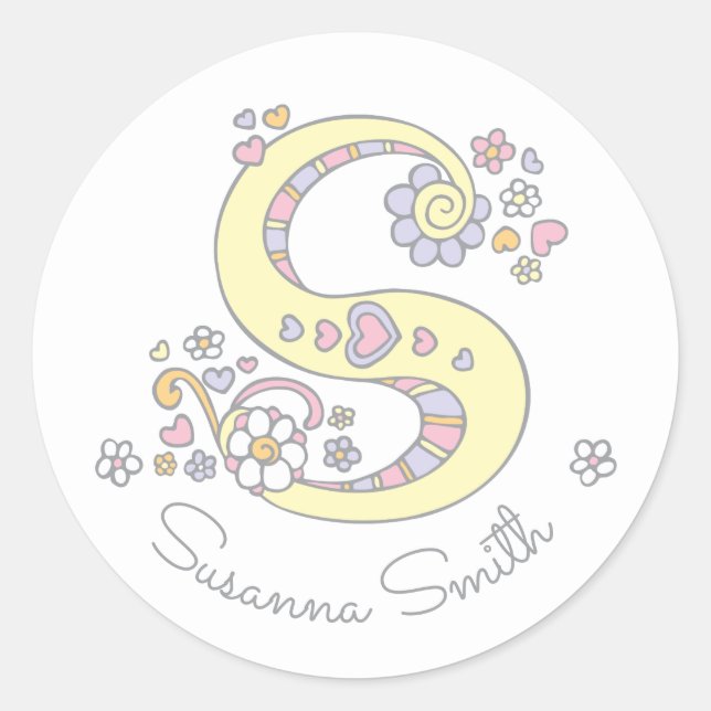 Initial monogram S custom name id name stickers (Front)