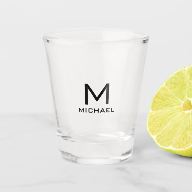 Initial Monogram Simple Template Elegant Modern Shot Glass (Front)