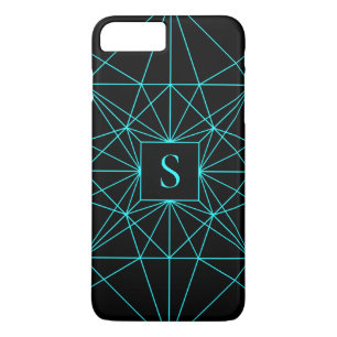Initial Monogram   Turquoise Geometric Design iPhone 8 Plus/7 Plus Case