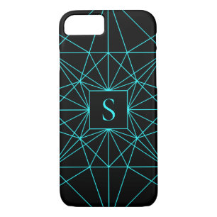 Initial Monogram   Turquoise Geometric Design iPhone 8/7 Case