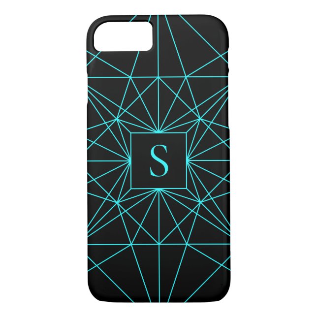 Initial Monogram | Turquoise Geometric Design Case-Mate iPhone Case (Back)