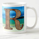 Initial Monogram Wooden Letter R Beach Ocean Scene Coffee Mug<br><div class="desc">Initial Monogram Letter R on Beach,   a great mug for him or her for Birthday Christmas Father's Day or any time!</div>