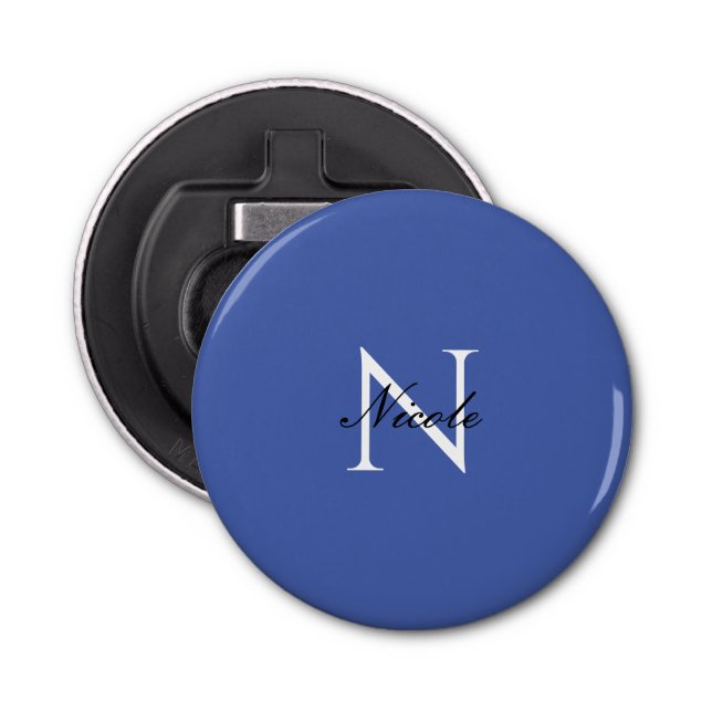 Initial Monogrammed Handwritten Own Name Blue Bottle Opener (Front)