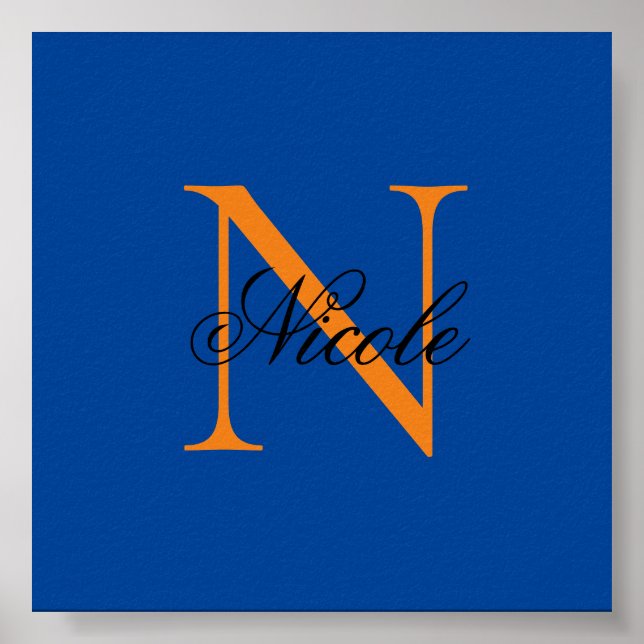 Initial Monogrammed Handwritten Own Name Deep Blue Poster (Front)