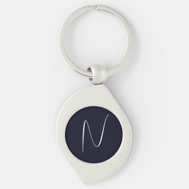 Initial Monogrammed Handwritten Professional Plain Key Ring (Front)