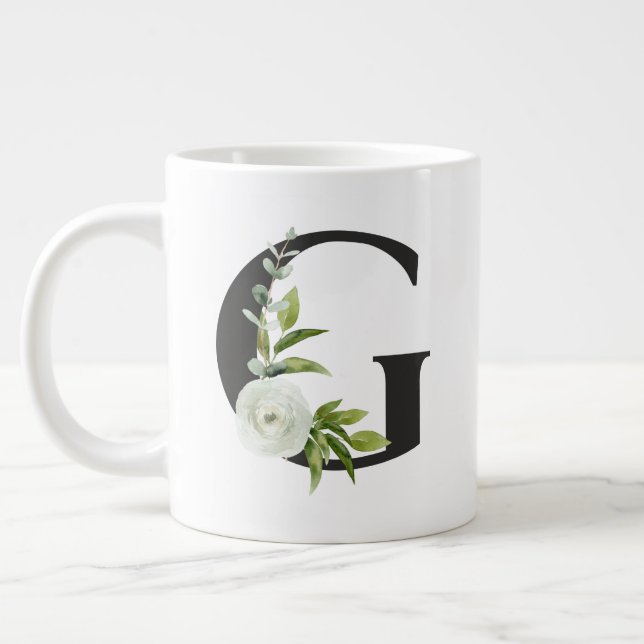 Initial Mug with the Letter G - Spring Floral (Left)