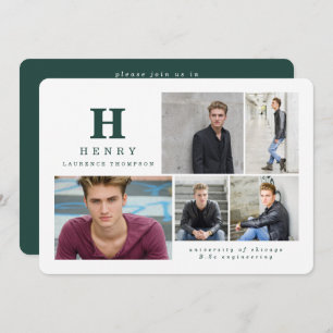 Initial multi photo graduate announcement green