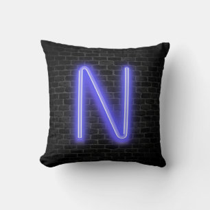 Initial N In Neon Marquee On Brick Cushion