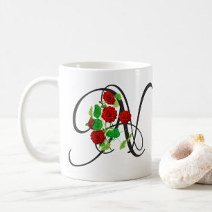 Initial N, Vintage Nasturtium Coffee Mug