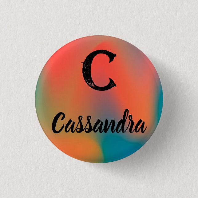 Initial & Name 3 Cm Round Badge (Front)