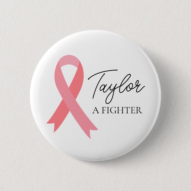 Initial Name Breast Cancer Fighter 6 Cm Round Badge (Front)