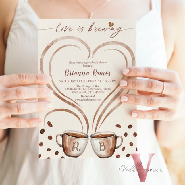 Initial Name Coffee Love is Brewing Invitation (Creator Uploaded)