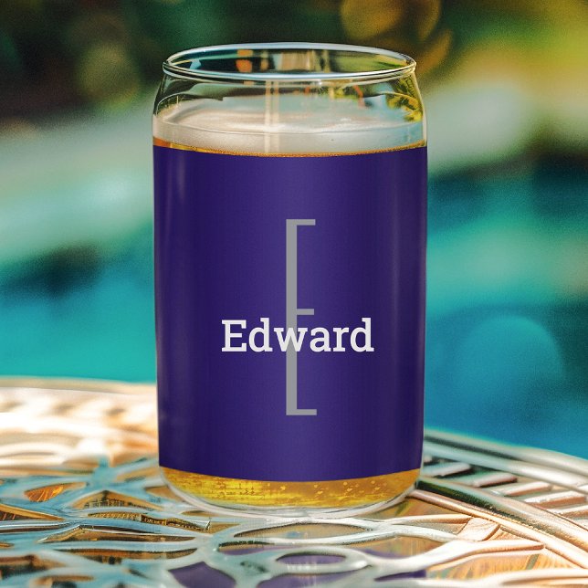 Initial Name | Dark Navy Blue Beverage Can Glass (Creator Uploaded)