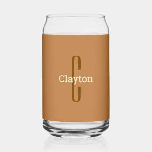 Initial Name   Masculine Copper & Brown Beverage Can Glass