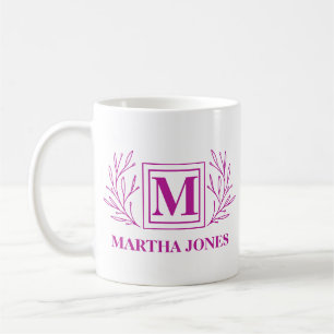 Initial & Name Monogram Modern Coffee Mug Plum