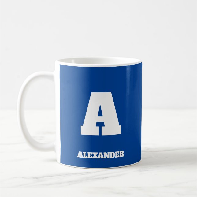 Initial Name Mug For Him Blue Big Letter (Left)