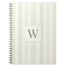 Initial Neutral Dusty Blue Stripe Rustic Farmhouse