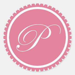 Initial P princess pink monogram seal party favour