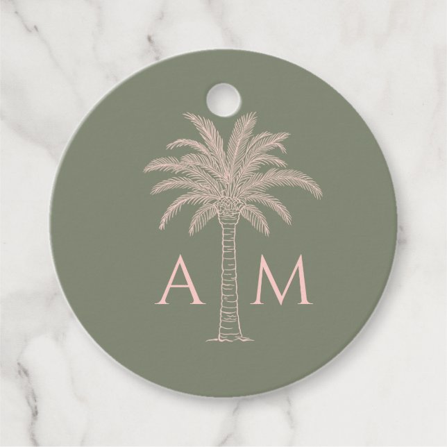 Initial Palm Wedding Favour Tag (Front)