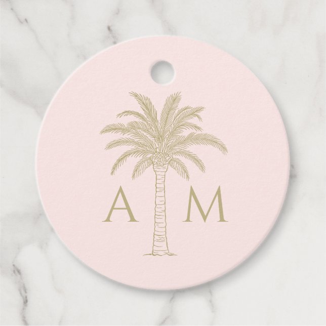 Initial Palm Wedding Favour Tag (Front)