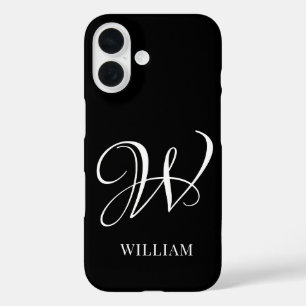 Initial Personalised Elegant Black Monogram iPhone 16 Case