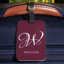 Initial Personalised Elegant Burgundy  Monogram 