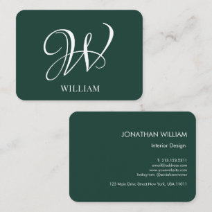 Initial Personalised Elegant Emerald Monogram  Business Card