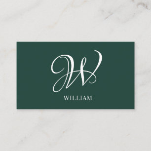 Initial Personalised Elegant Emerald Monogram  Business Card