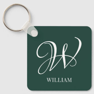 Initial Personalised Elegant Emerald Monogram  Key Ring