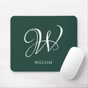 Initial Personalised Elegant Emerald Monogram  Mouse Pad