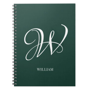Initial Personalised Elegant Emerald Monogram Notebook