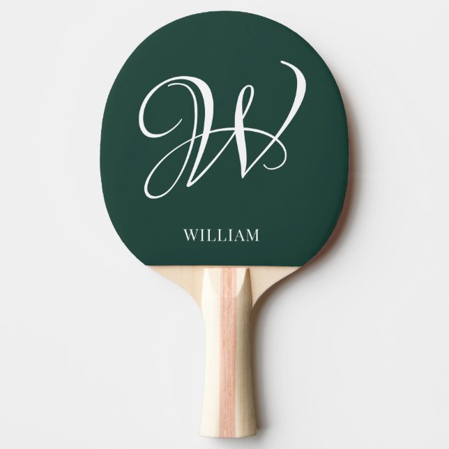 Initial Personalised Elegant Emerald Monogram  Ping Pong Paddle (Front)