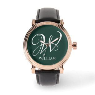 Initial Personalised Elegant Emerald Monogram  Watch