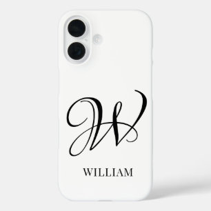 Initial Personalised Elegant White Monogram  iPhone 16 Case