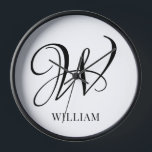 Initial Personalised Elegant White Monogram  Clock<br><div class="desc">Simple stylish custom initial monogram in modern typography. Perfect custom gift with a personal touch</div>