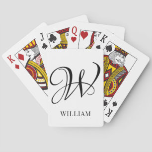 Initial Personalised Elegant White Monogram Playing Cards