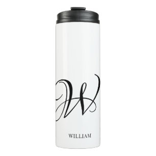 Initial Personalised Elegant White Monogram Thermal Tumbler