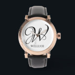 Initial Personalised Elegant White Monogram  Watch<br><div class="desc">Simple stylish custom initial monogram in modern typography. Perfect custom gift with a personal touch</div>