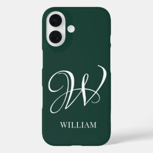 Initial Personalized Elegant Emerald Monogram  iPhone 16 Case