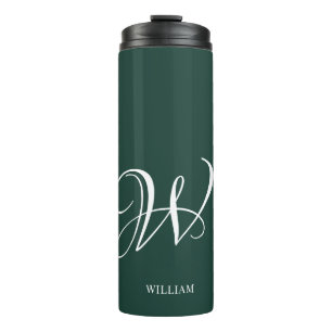 Initial Personalized Elegant Emerald Monogram  Thermal Tumbler